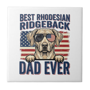 Best Rhodesian Ridgeback Dad Ever Vintage Dog Shir Tile