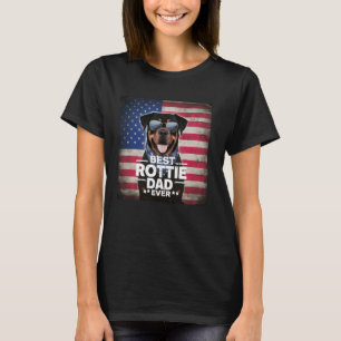Best Rottie Dad Ever Rottweiler American Flag Dog T-Shirt