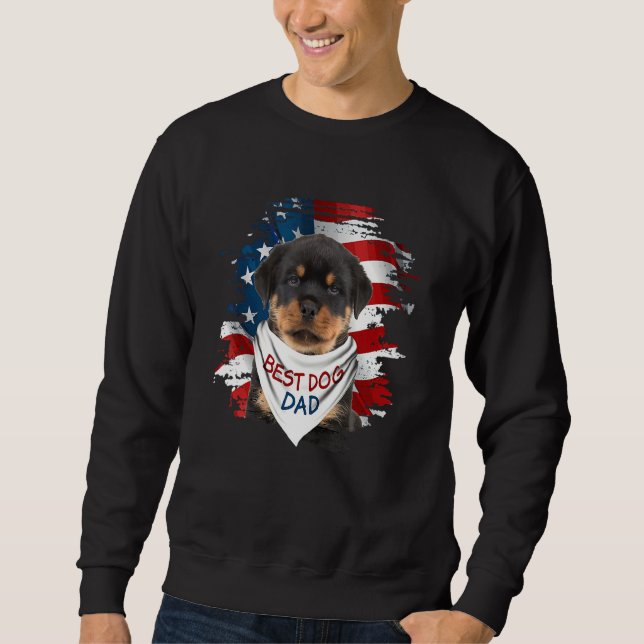 Best Rottweiler Dog Dad Cute Usa Flag Happy Father Sweatshirt (Front)