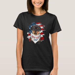 Best Rottweiler Dog Dad Cute Usa Flag Happy Father T-Shirt