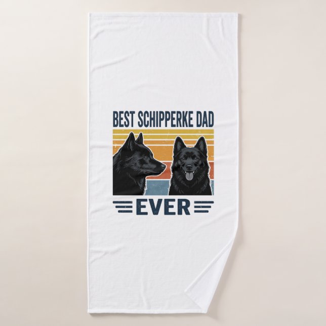 Best Schipperke Dad Ever Retro Dog Vector Design_1 Bath Towel (Bath Towel)