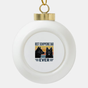 Best Schipperke Dad Ever Retro Dog Vector Design_1 Ceramic Ball Christmas Ornament