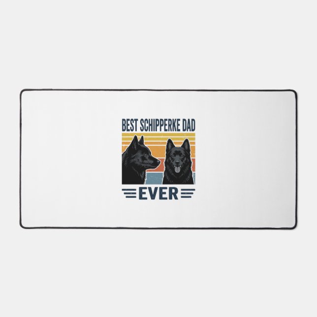 Best Schipperke Dad Ever Retro Dog Vector Design_1 Desk Mat (Front)