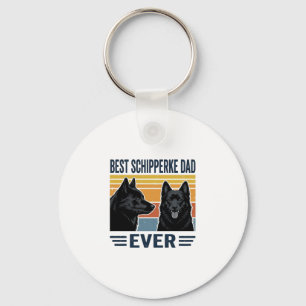 Best Schipperke Dad Ever Retro Dog Vector Design_1 Key Ring