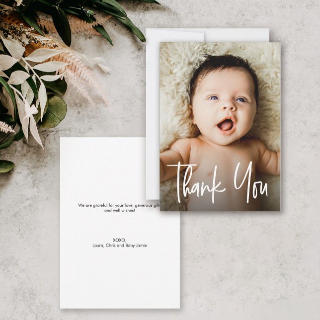 Best seller Baby Shower Custom Photo  Thank You Card (Custom baby photo thank you to guests and family shower card.)