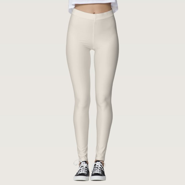 Best Seller Off White Cream Ivory Solid Colour Leggings (Front)
