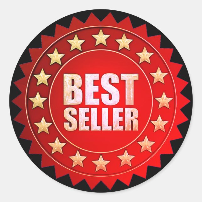 Best Seller Red Classic Round Sticker (Front)