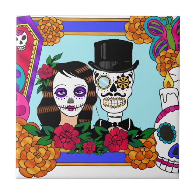 Best Seller Sugar Skull Tile (Front)