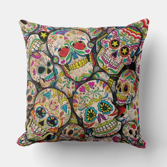 Best Selling Sugar Skull Pattern Cushion (Front)