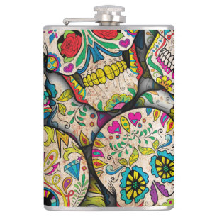Best Selling Sugar Skull Pattern Hip Flask