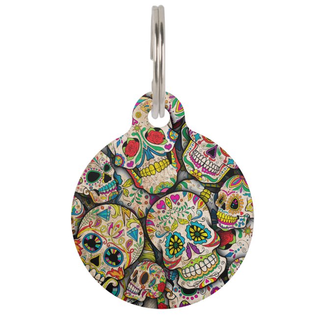 Best Selling Sugar Skull Pattern Pet Tag (Front)