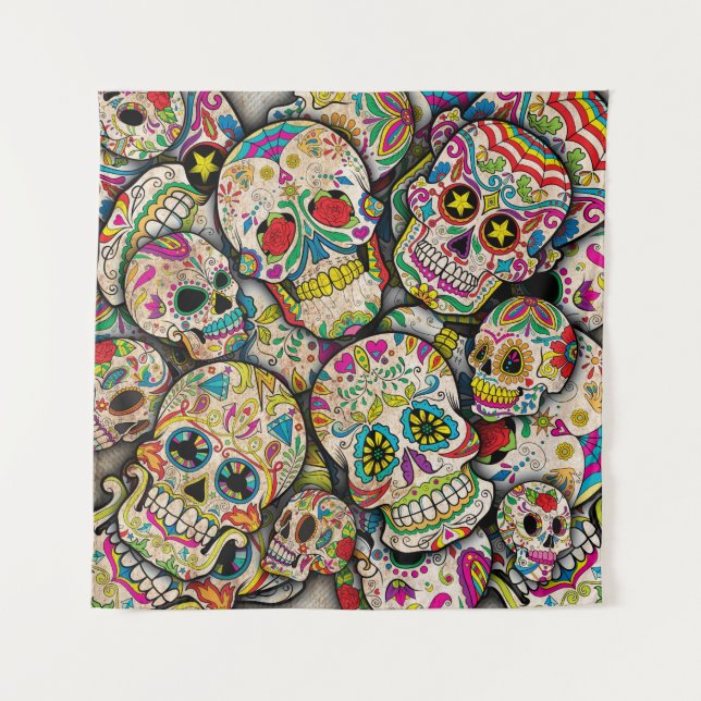 Best Selling Sugar Skull Pattern Tapestry (Front)