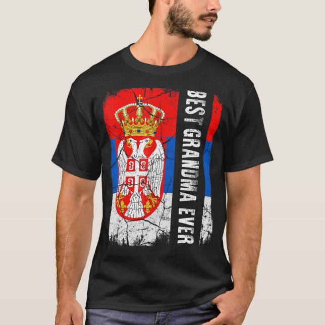 Best Serbian Grandma Ever Serbia Flag Mother's Day T-Shirt (Front)
