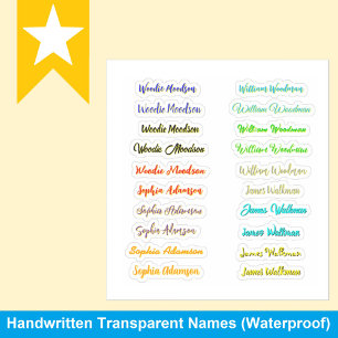 Best Set of 20, Colorful Transparent Name Stickers