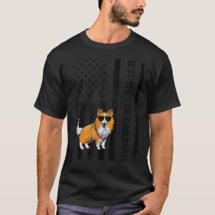 Best Sheltie Dad Ever USA Flag Funny Shetland Shee T-Shirt