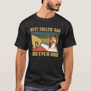 Best Shetland Sheepdog Sheltie Dad Ever Vintage Fa T-Shirt