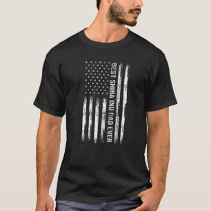 Best Shiba Inu Dad Ever Dog American Flag Patriot T-Shirt