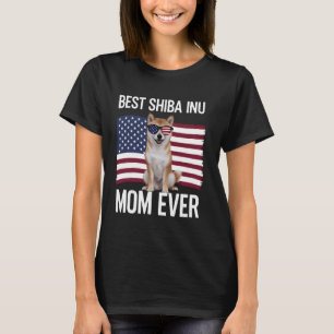 Best Shiba Inu Mum Ever 4th of July Patriotic Dog T-Shirt