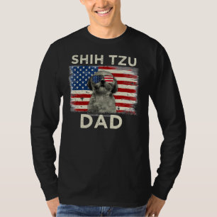 Best Shih Tzu Dad Ever American Flag Father S Da T-Shirt
