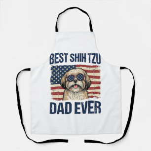 Best Shih Tzu Dad Ever Patriotic Dog Apron