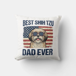 Best Shih Tzu Dad Ever Patriotic Dog Cushion