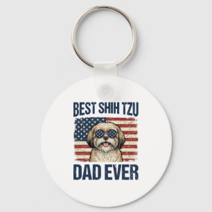 Best Shih Tzu Dad Ever Patriotic Dog Key Ring