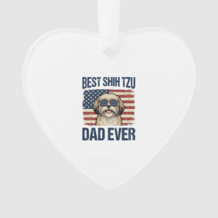 Best Shih Tzu Dad Ever Patriotic Dog Ornament