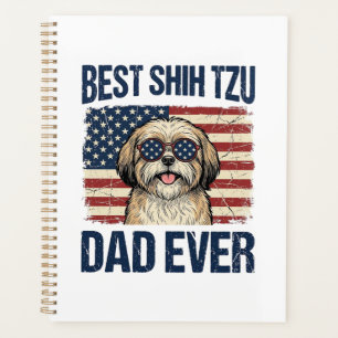 Best Shih Tzu Dad Ever Patriotic Dog Planner