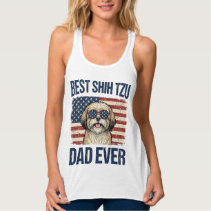 Best Shih Tzu Dad Ever Patriotic Dog Singlet
