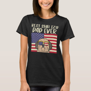 Best Shih Tzu Dad Ever Us Flag Patriotic Dog Owner T-Shirt