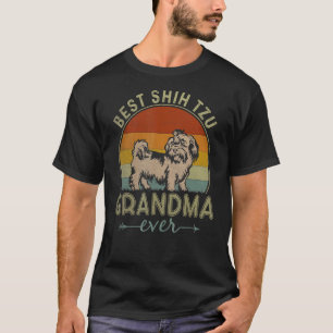 Best Shih Tzu Dog Grandma Ever Retro Cool Mothers T-Shirt