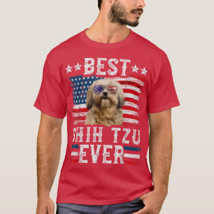 Best Shih Tzu Ever American Flag 4th Of July T-Shirt