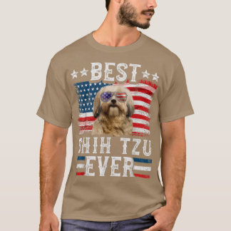 Best Shih Tzu Ever American Flag 4th Of July  T-Shirt