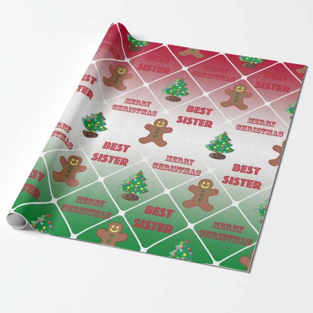 Best sister Christmas pattern Wrapping Paper (Unrolled)