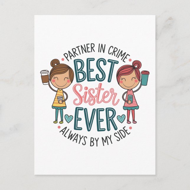 Best Sister Design – Art Celebrating Siaterhood Postcard (Front)