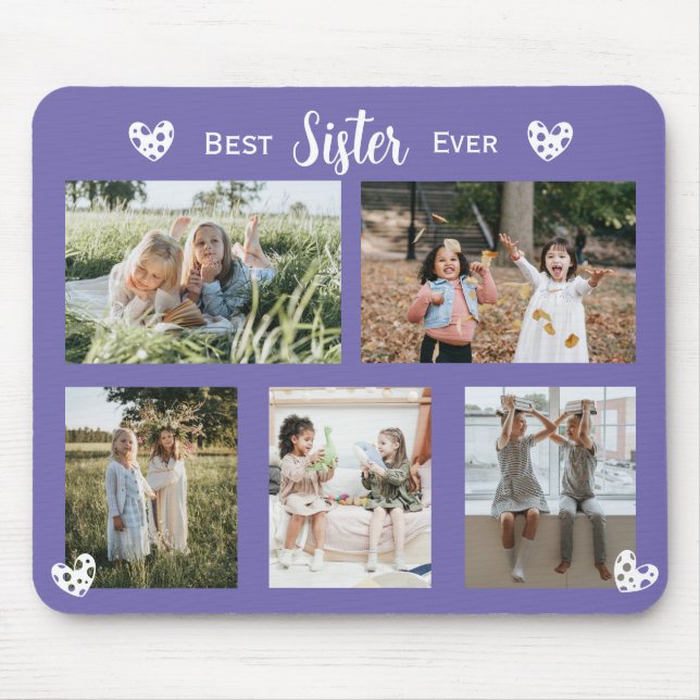 Best Sister Ever 5 Square Photo Collage Mouse Pad (Front)