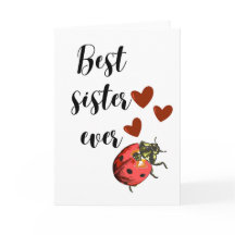 Best Sister Ever Cute Ladybug Card