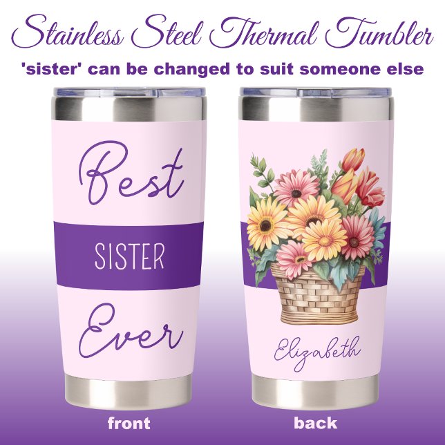Best sister ever gerbera flowers pink insulated tumbler (Creator Uploaded)