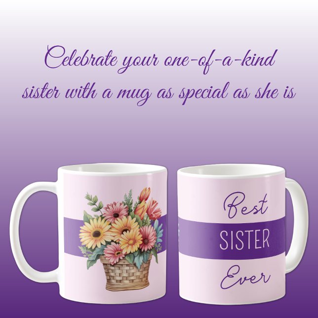 Best sister ever gerbera flowers purple coffee mug (Creator Uploaded)
