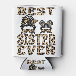 Best Sister Ever Leopard Plaid Mother's Day Can Cooler