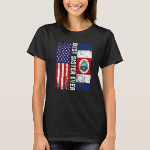 Best Sister Ever Mother's Day Costa Rica Us Flag T-Shirt