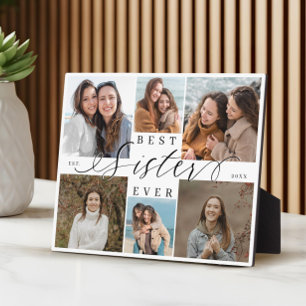 Best Sister Ever Script Photo Collage Keepsake Plaque