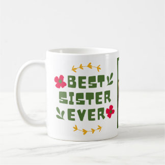 'Best Sister Ever'Yellow Green modern illustrative Coffee Mug