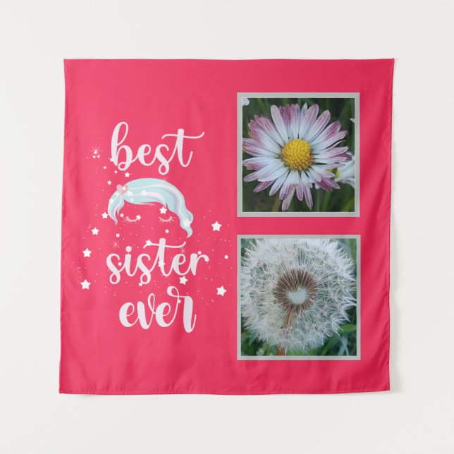 Best Sister Photo Template Tapestry (Front)