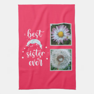 Best Sister Photo Template Tea Towel
