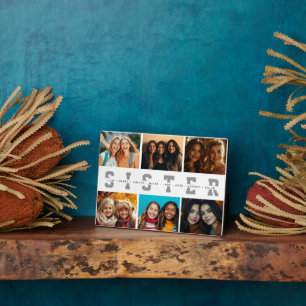 Best Sister Script Collage Photo & Names Plaque