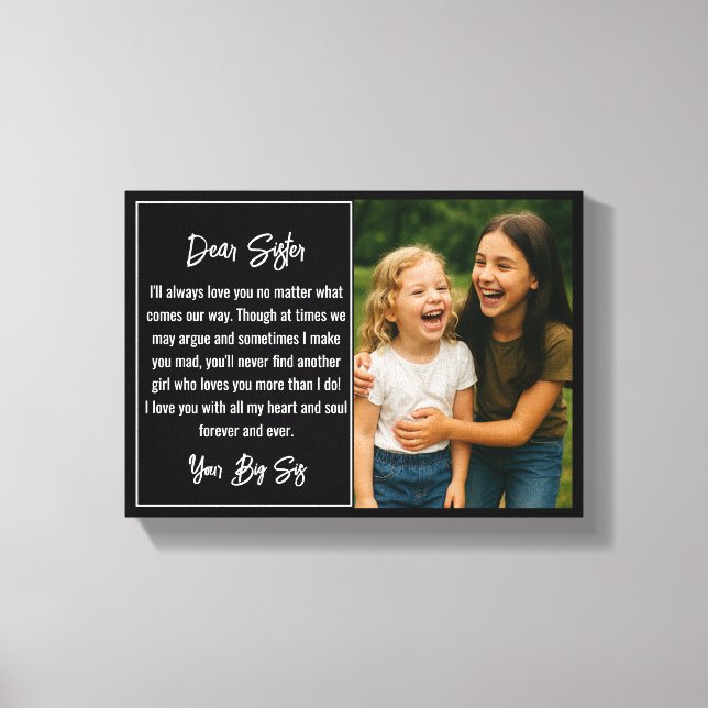 Best Sister Script Photo Collage Canvas Print (Front)