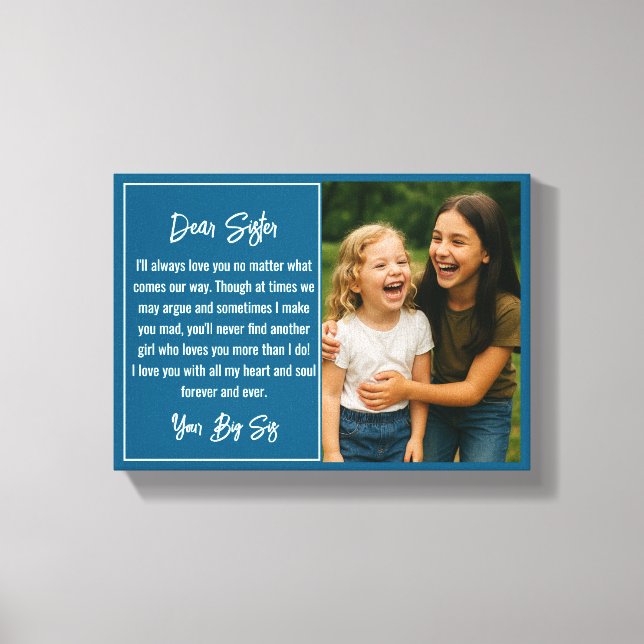 Best Sister Script Photo Collage Canvas Print (Front)
