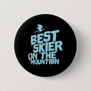 Best Skier On The Mountain Skiing  6 Cm Round Badge