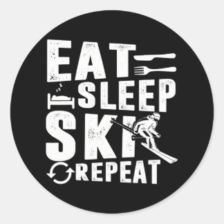 Best skiing apparel Eat Sleep Ski Repeat Funny Classic Round Sticker